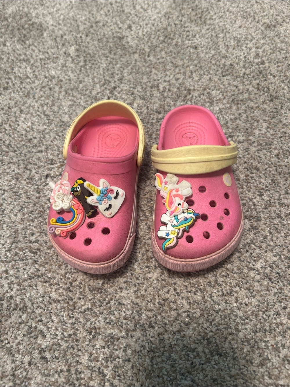 Kids Pink Clog Sandals with Yellow Strap